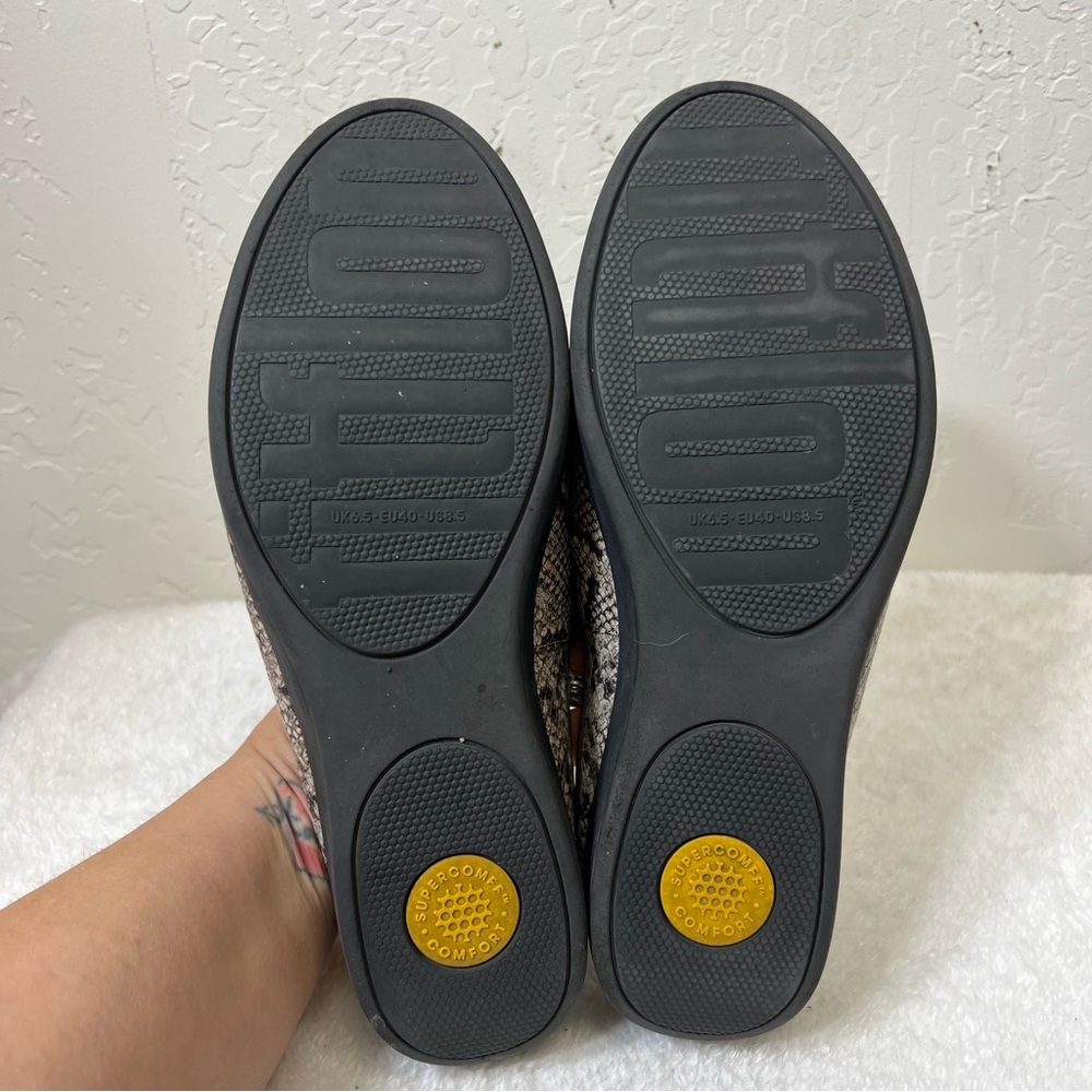 FitFlop Superskate leather slip-on mule shoes in a snake print Size 8.5 - Picture 9 of 12